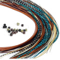 Feather Hair Extensions, 100% Real Rooster Feathers, 20 Long Thin Loose Individual Feathers Plus 20 Beads and Loop Tool Kit, By Sexy Sparkles