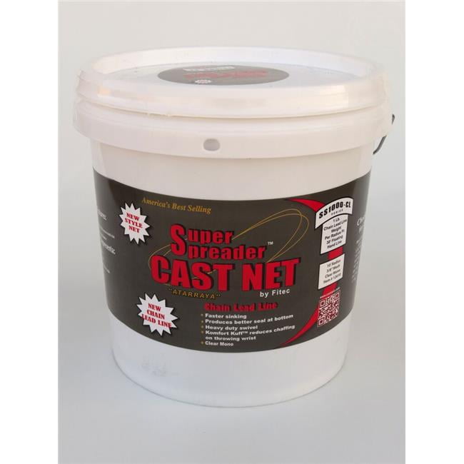 Super Spreader 12780 8 ft. x 1 in. Mesh, SS1000-CL Chain Leaded Cast Net Clear, 1 lb wt