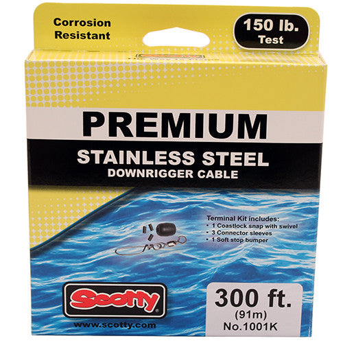 Prem SS Downrigger Cable,300 ft spool,kit - GhillieSuitShop